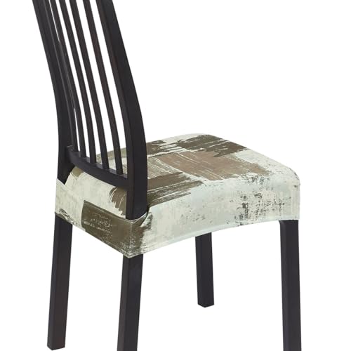 Image of SearchI Dining Chair Seat Covers Set of 4, Stretch Removable Chair Covers for Dining Chairs, Kitchen Chair Covers Protector(Stripe Coffee)
