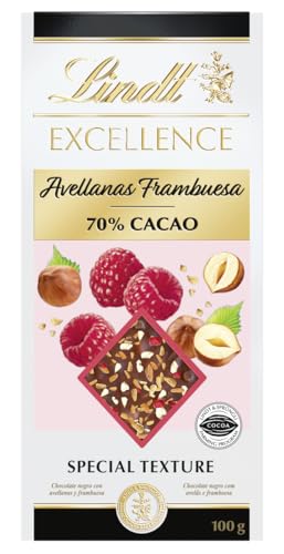 Lindt - Tablette Framboise Noisettes 70% de Cacao EXCELLENCE - Chocolat Noir - 100g