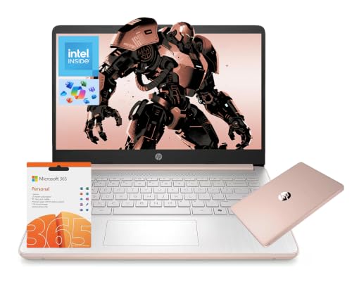 Image of HP 14 inch AI-Ready-Laptop for Students Home Office, Copilot AI Intel N150 up to 3.6GHz, 4GB RAM 128GB UFS, Windows 11 office-365 1-Y, WiFi6 USB-C HDMI