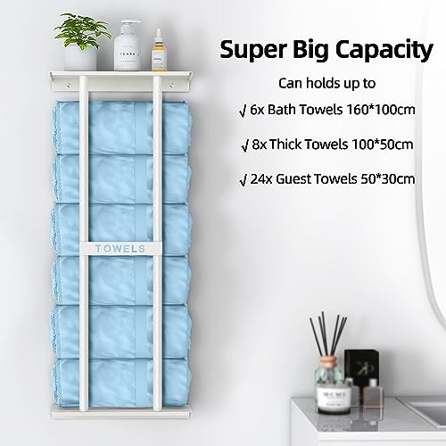 image for STWWO Wall Towel Rack for Rolled Towels, Towel Storage for Small Bathr