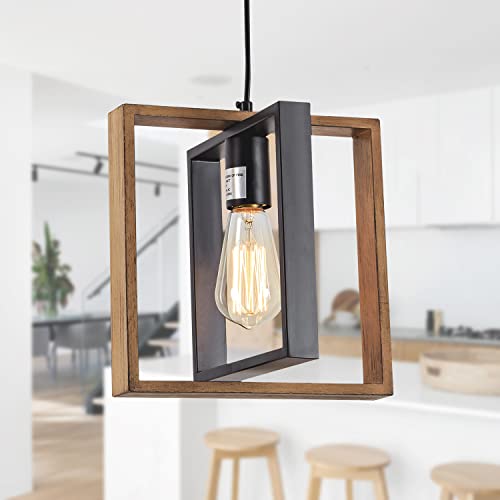 1 Light Kitchen Island Light Modern Black Dining Room Light Fixture Mini Wood Farmhouse Chandelier Hanging Pendant Light Fixtures For Foyer Hallway #TOP15