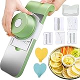 Cortador de verduras multifuncional con cuchillas de acero inoxidable, artículos esenciales para el hogar y utensilios de cocina, cuchillo triturador de acero inoxidable, cortador de mandolina para
