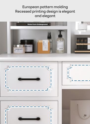 طاولة زينة عصرية بسيطة لغرفة النوم مع مرآة LED ودرج تخزين