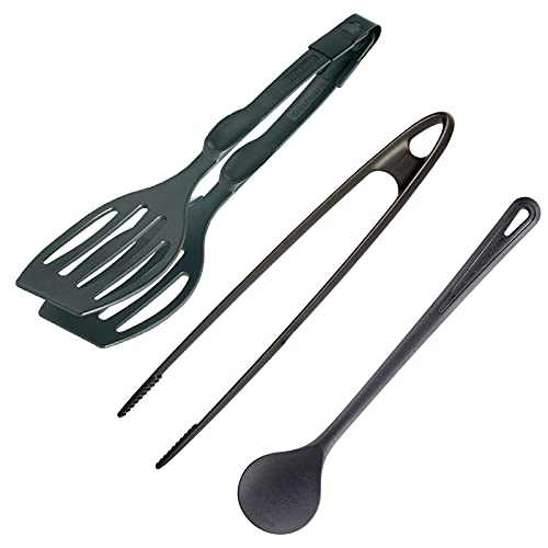 Westmark Juego, 3pcs, 1 espátula doble + 1 pinza para freír y servir + 1 cuchara para remover/cocinar, PA, Gentle, Negro, 210022E6