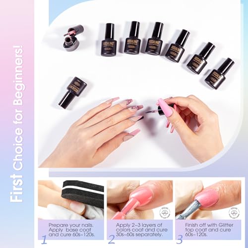 Image of ROSALIND 80 PCS Gel Polish Set with 5PCS Top Coat and Base Coat,75 Multi-Colred u v Gel Nail Polish Kit Soak Off Nail Set for Women