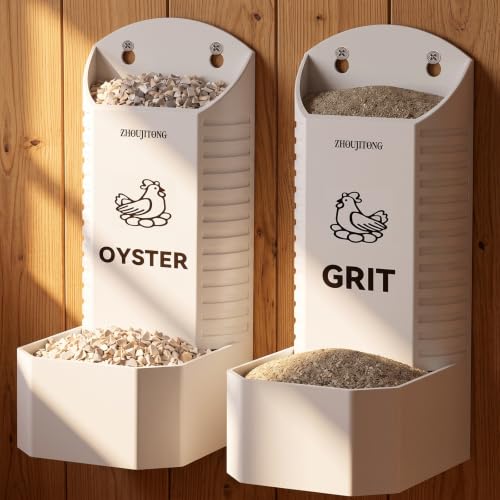 Oyster Shell and Grit Feeder Combo 2-Pack Hanging Gravity Chicken Feeder