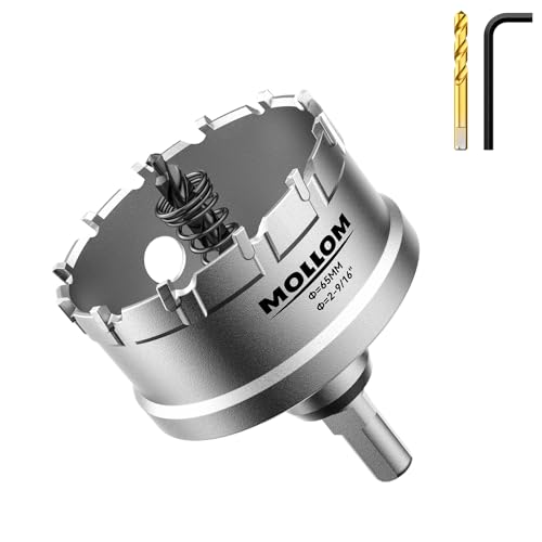 Mollom 2-9/16" (65mm) Heavy Duty Carbide Hole Saw with 2 Pilot Bits