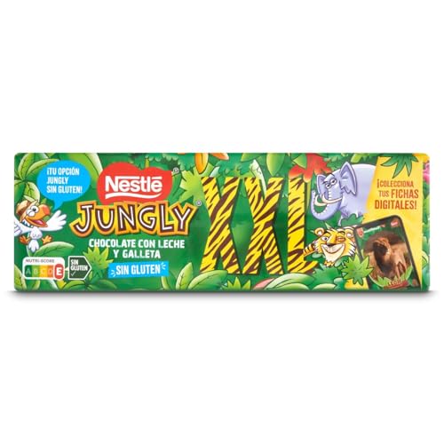 NESTLÉ JUNGLY Tableta de chocolate con galleta XXL 235g