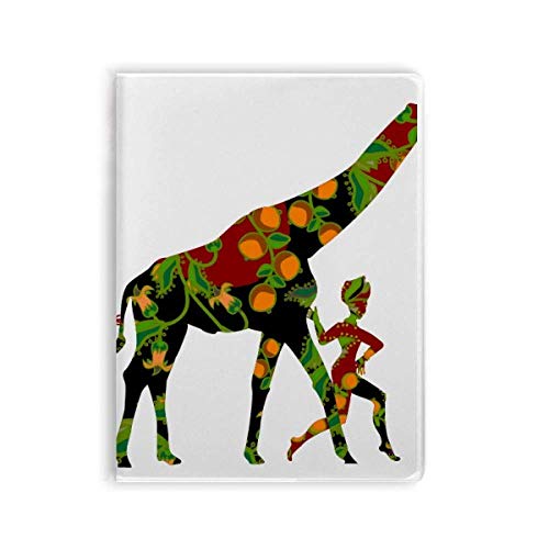 Cahier de notes girafe et femme africaine noire A5 couverture souple