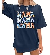 Oversized Mama Shirt Woman Mama Letter Print Tshirt Trendy Mama Shirts Mom Graphic Tees Loose Sho...