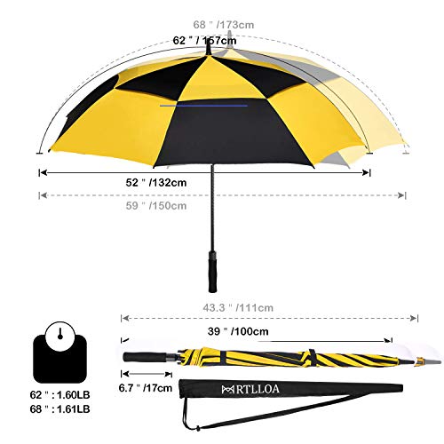 Image of MRTLLOA Automatic Open Golf Umbrella, 62 /68 Inch Extra-Large Oversized Double Canopy Vented Windproof Waterproof Stick Rain Golf Umbrellas for Men and Women