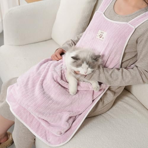 猫用ペット抱っこエプロン【2025 飼い主服 防粘毛カバー】秋冬用 猫服を抱 猫 抱っこ紐 猫用エプロン 穴あきタイプ ペット猫寝袋 猫用ハーネス 小型犬エプロン 内用 カンガルー式ポケット ペットスリング 毛粘着防止 暖かい ふわふわ 猫犬兼用 ブランケ