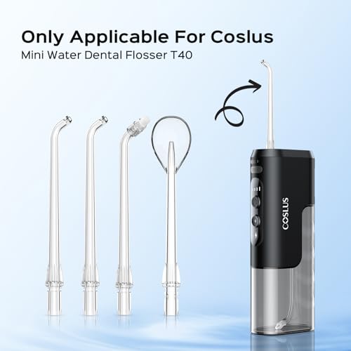 4 PCS Water Dental Flosser Tips Replacement Heads Jet Nozzles Only Compatible COSLUS T40 Cordless Portable Mini Water Teeth Flosser Pick for Travel