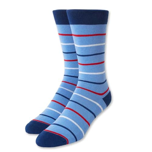 Slim Stripes Light Blue Socks, Beau Ties of Vermont Slim Stripes Light Blue Socks