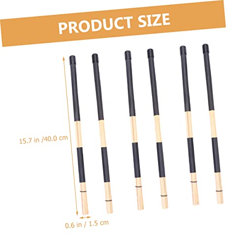 Baquetas Levemolo de bambú y plástico, 3 pares, color negro, para batería y percusión miniatura 2