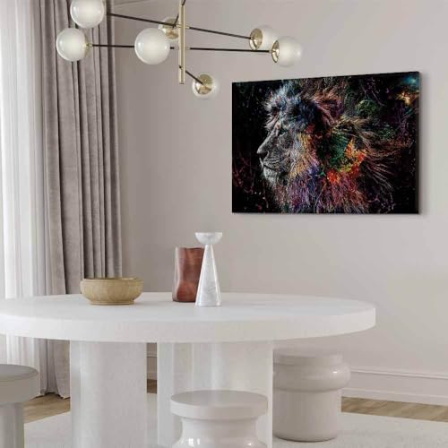 Isolation phonique murale avec ce tableau lion abstrait 120x80 - 4
