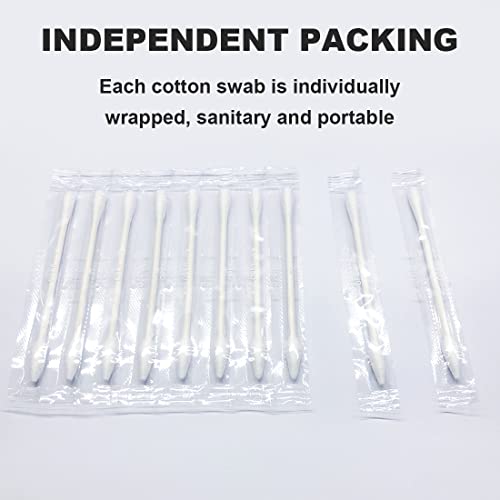 Individually Wrapped Double Tipped Cotton Swabs, Travel Size - Pointed & Round Tip, For Ear, Makeup & Cleaning (200 Count)