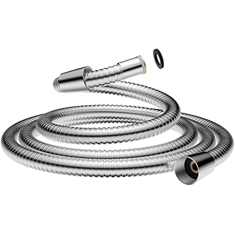 Hibbent 16mm (Outer)/10mm(Inner) Large Bore Shower Hose 1.5m(59") -Supper Low Water Pressure Boosting Shower Hoses with Chrome, Universal Anti-Kink and Leak-Proof (1.5M) Cover