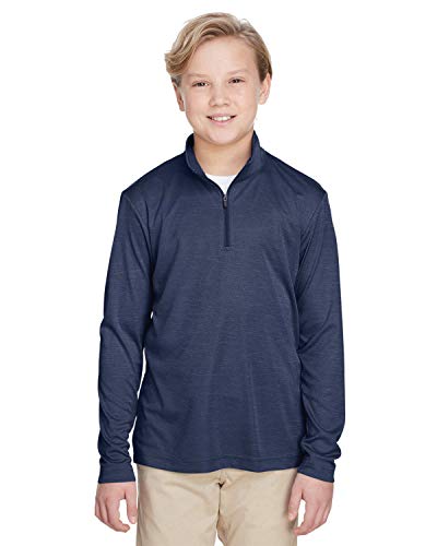 Team 365 Youth Zone Sonic Heather Performance Quarter-Zip M SP DRK NVY HTH - Main Image