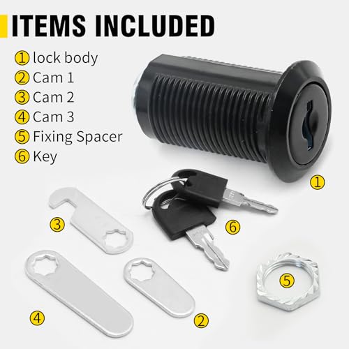 Image of UOIENRT 3 Pack RV Storage Locks with Keys, 1-1 /8-inch RV Drawer Tongue Lock for Storage Door File Cabinet Toolbox, Zinc Alloy