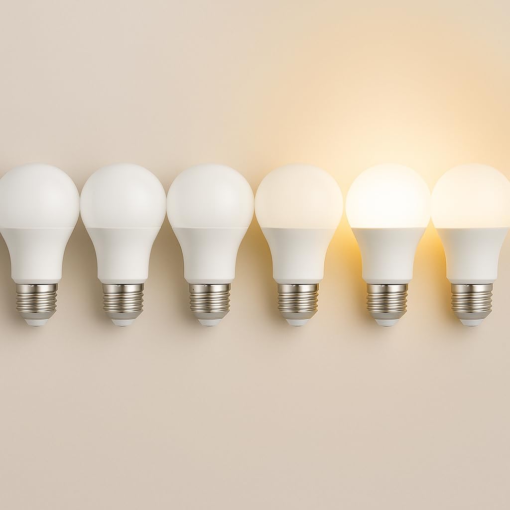 Juego de 6 bombillas LED tipo gota E27 – 8,5 W – Blanco cálido – 10 x 6,1 x 16,6 cm – Ahorro energético A++ – Larga duración – Ideal para casa, oficina y lámparas