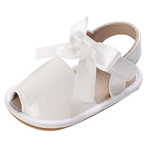 Baby Toddler Sandals Infant Girls Boys Shoes First Walkers Soft Anti-Slip Sole Flat Sandals Cute (White, 6 Toddler)