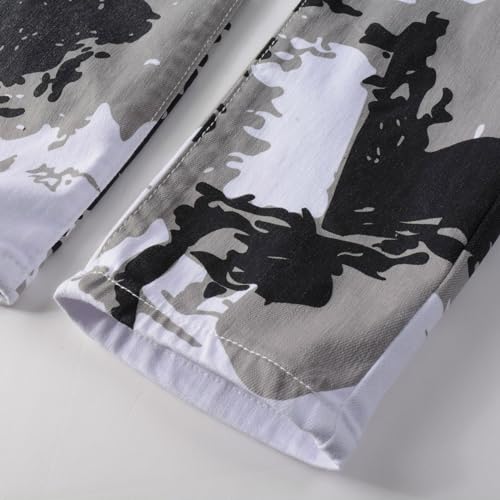 Fashion Trend Men's Elastic Slim Elastic Waist Small Straight Leg Pant Distressed Destroyed Y2k Hip Hop Trousers4