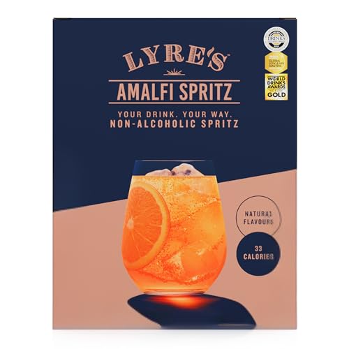 Lyres Amalfi Spritz 4-Pack Ready to Drink Non-Alcoholic Sparkling Mocktail Award-Winning Zero Proof Italian Aperitif and Non Alcoholic Sparkling Wine 33 Calories per Can (250ml x 4)