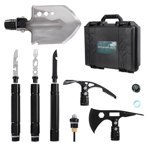Survival Shovel Multitool 14-in-1 – Tactical Folding Shovel & Axe...