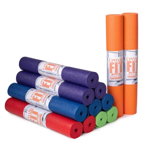Image of Hello Fit 20 Pack Kids Short Value Yoga Mat, 60 inchx24 inchx3.5mm, Colorful | Bulk Non Slip Exercise Mat for Boys and Girls - Easy to Clean, Non Toxic Kid's Workout Mat for Schools and Classrooms