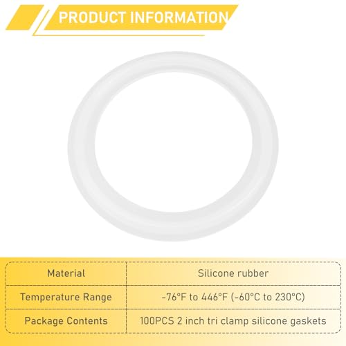 Image of 100PCS 2 Inch Tri Clamp Silicone Gaskets for 2 inch Tri-Clamp Sanitary Fittings TC O-Ring Seal Gasket