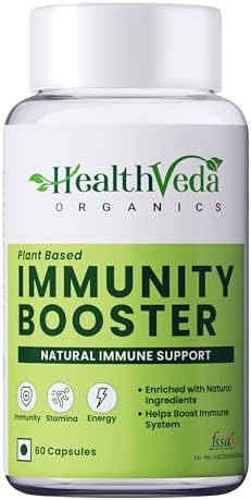 Health Veda Organics Natural Immunity Booster Capsules for Men & Women I Immunity blend of Amla, Giloy, Tulsi, Neem & Ashwagandha I 60 Veg Capsules I Improves Immunity to Fights Bacteria & Viruses