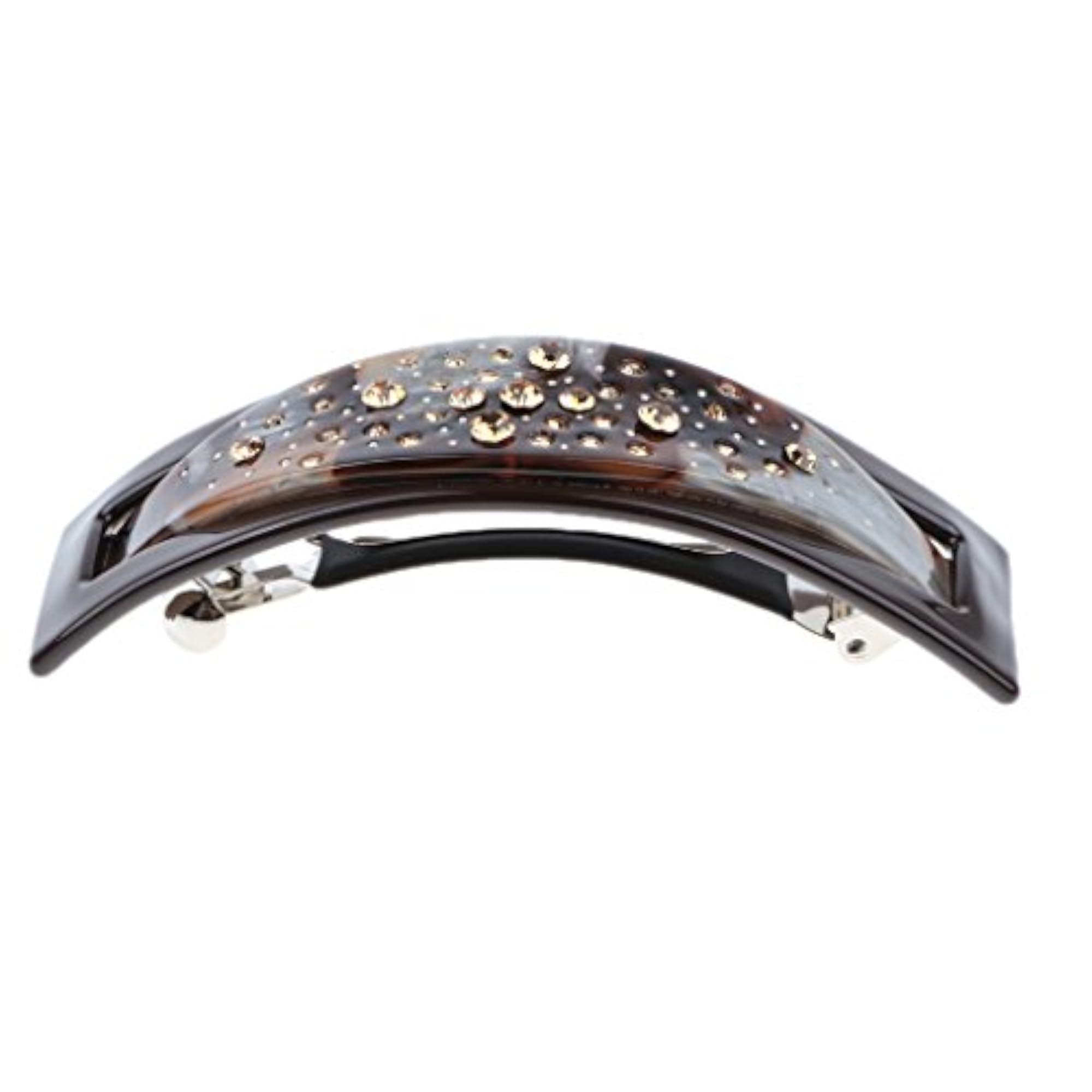 French Acetate Hair Clip Automatic Barrette, Coffee Color