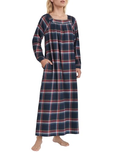 Women's Petite Flannel Nightgown Long Sleeve Pajama Dress