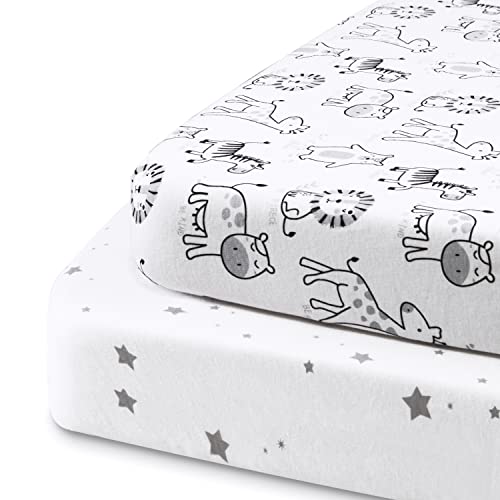 Image of Beberoad Love 2 Pack Baby Bassinet Sheets, 100% Cotton Soft Universal Fitted Sheets for Oval, Hourglass and Rectangular Bassinet Mattress Pad-Elastic Washable, White, 32 x 18 x 3 Inches
