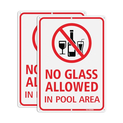 T&R No Glass Allowed In Pool Area Sign - 2 Pack - 14