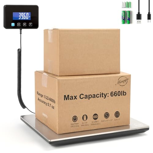 Miseyo Paketwaage, 300kg/20g, Hochpräzise Plattformwaage aus...