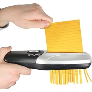 FISHTEC Elektrische papiervernietiger – draagbaar/compact – papierversnipperaar – snel snijden – stroomvoorziening : batterij/USB – 26 x 8 cm