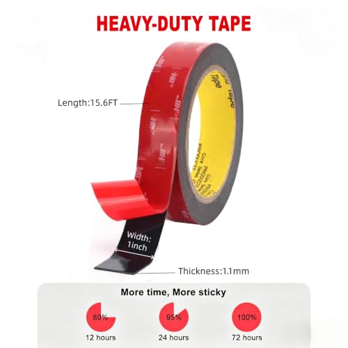 Image of SANKA Double Sided Tape Heavy Duty, vhb 5952 Mounting Foam Tape, 1 in x 15.6 FT 0.043 inch Thick, Waterproof High Temperature Resistant Strong Adhesive Tape for Car Trim, Solar Panel, Home Office DIY