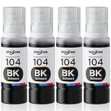 Tinte 104 Schwarz Multipack kompatibel für Epson 104 Tinte ET-2820 ET-4800 ET-2870 ET-2810 ET-2862 ET-2826 ET-2856 ET-4810 ET-2811 ET-2812 ET-2814 ET-2815 ET-2821 ET-2710 ET-2711Drucker 4-teiliges Set
