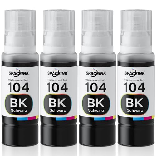 Tinte 104 Schwarz Multipack kompatibel für Epson 104 Tinte ET-2820 ET-4800 ET-2870 ET-2810 ET-2862 ET-2826 ET-2856 ET-4810 ET-2811 ET-2812 ET-2814 ET-2815 ET-2821 ET-2710 ET-2711Drucker 4-teiliges Set