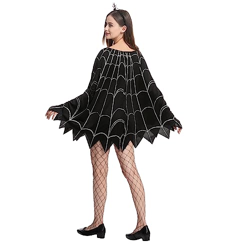 Spooktacular Creations Spinnennetz-Kleid-Poncho-Kostüme mit Spinnenstirnband für Halloween-Ankleideparty-Cosplay (Standard)