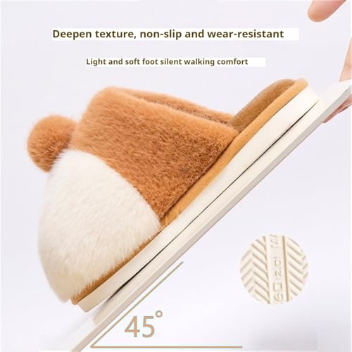 Corgi Slippers,Non-Slip Comfy Slippers,Plush Warm Slippers,Winter Indoor Outdoor Slippers,Unisex Couple'S Slippers4