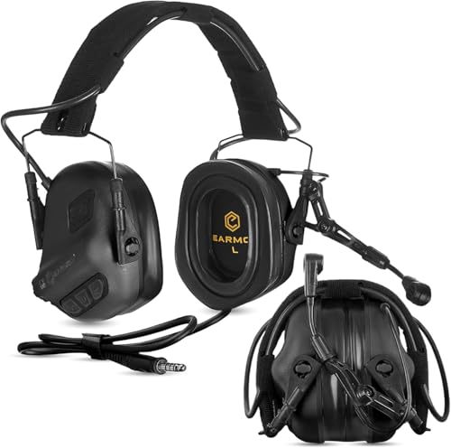 Earmor M32 Plus Elektronisches Helm-Headset – Gehörschutz mit Mikrofon & Klangeinstellung – IPX5 Wasserbeständig, Helmkompatibel für Outdoor-Aktivitäten (Schwarz)