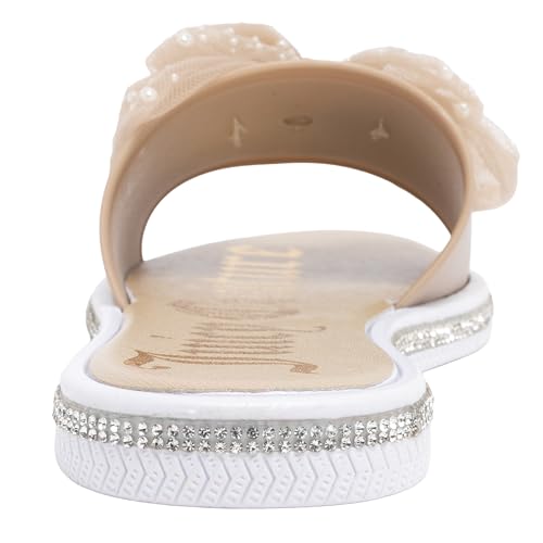 Image of Juicy Couture Women's Slide Sandals - Glitter Bling Open Toe Sparkle Flats - Dressy Summer Casual Footwear