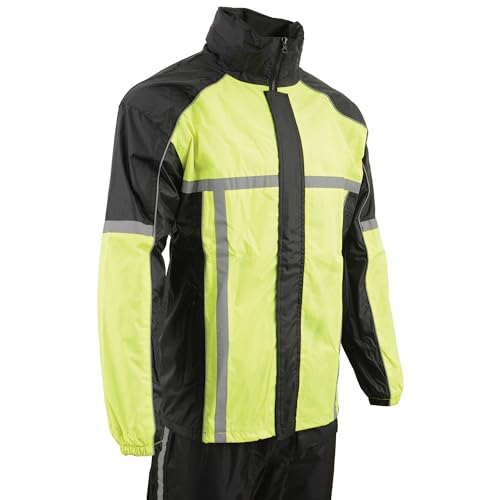 MEN'S MOTORCYCLE MOTORBIKE 100% NYLON RAIN SUIT GEAR BLACK GREEN DURABLE NEW (XL Regular) - Thumbnail 2
