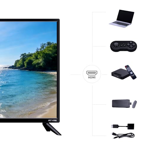 Image of ATYME 24-inch Class 60Hz 720p HD LED TV Flat Screen Television, 24 inch Class, Small Flat Screen Television, LED HDTV with 1*USB 2* HDMI 1*VGA ARC Connection 240AH5HD