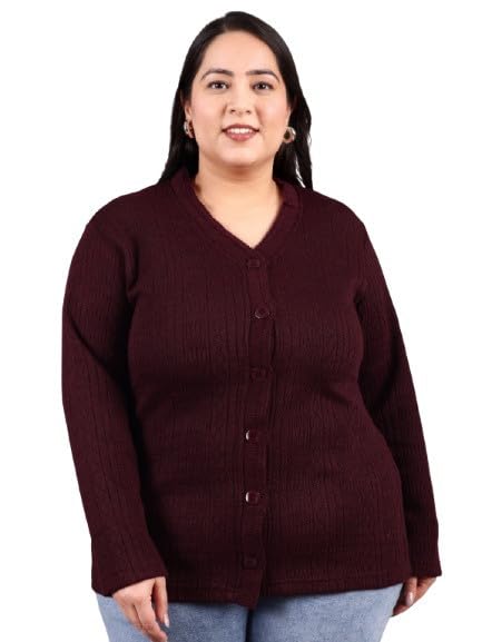 Plus Size Sweater for Womens Woolen Full Sleeve Cardigan 3XL 4XL 5XL 6XL