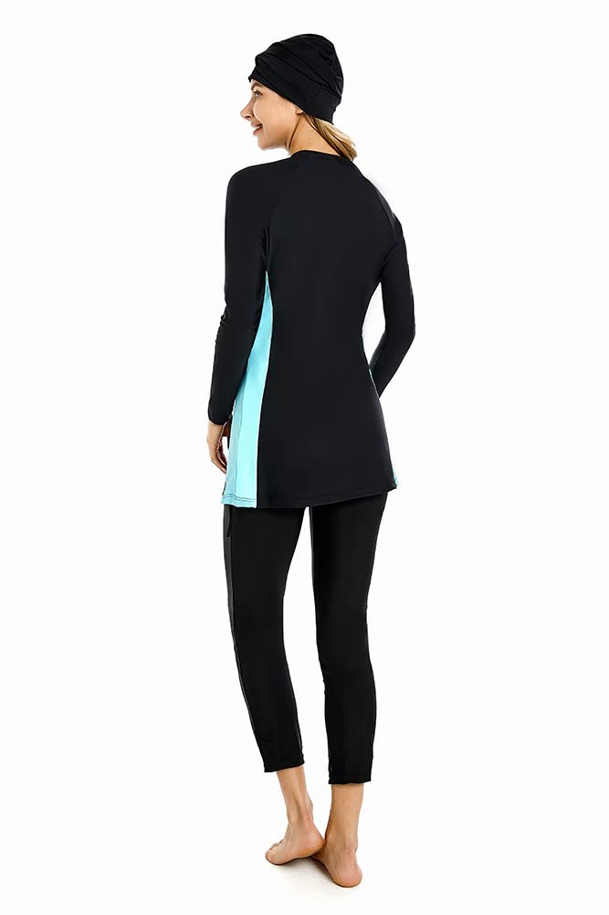 BlueSnow Costume da Bagno Musulmano da Donna a Copertura Totale Velo Islamico Delicato Costume da Bagno Burkini da Donna