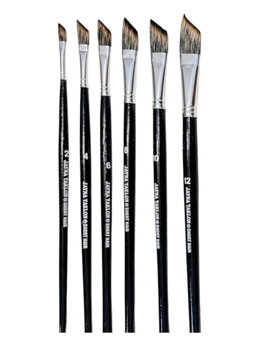 Image of Dagger Paint Brush for Artists | Synthetic Short Hair Brush for Acrylic, Oil & Watercolour Painting | Fine Detailing, Botanical & Artistry Brushes | Sizes 2, 4, 6, 8, 10, 12 (Set of 6)